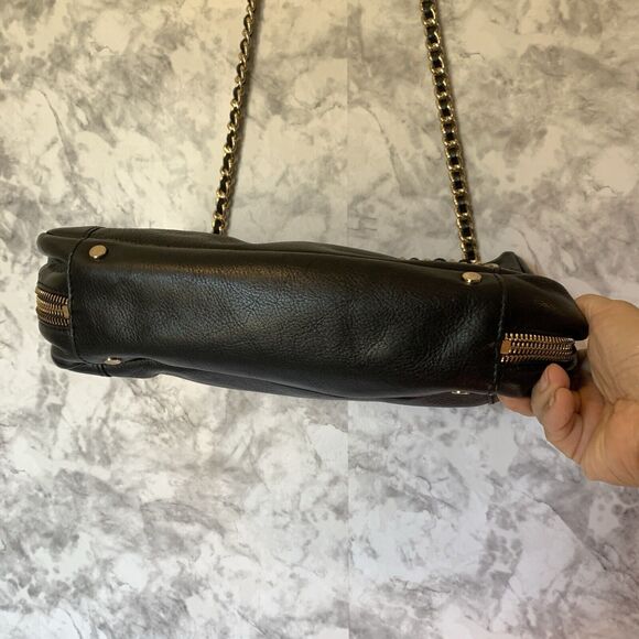 Rebecca Minkoff Swing Double Chain Black Leather Shoulder Bag Women's Handbag - Picture 7 of 9